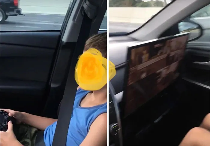 Father Of The Year Has A Ps4 Setup In His Car For His Kids. Monitor Is In Front Of The Airbags