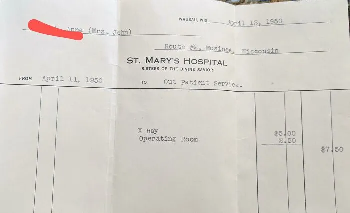 La factura médica de mi bisabuela de 1950