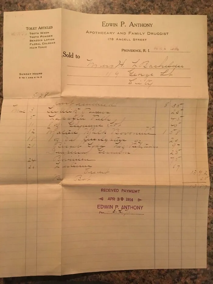 This Medical Bill From 1914 For $13.87.