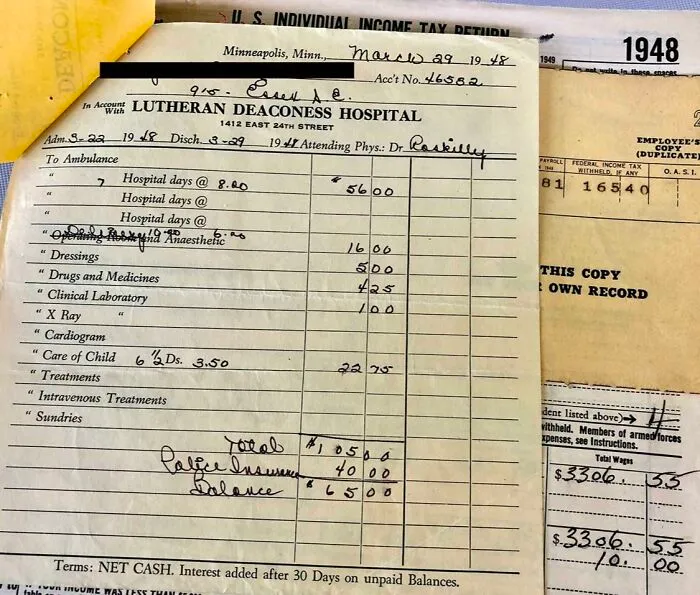 Happy 72nd Birthday Mom! Here’s The $65 Minneapolis Hospital Bill For A Week’s Stay.
