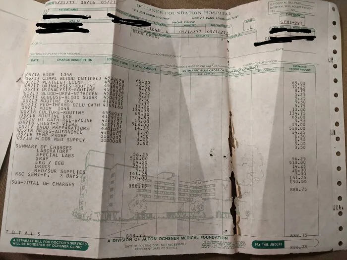 Medical Bill From 1977 (US)