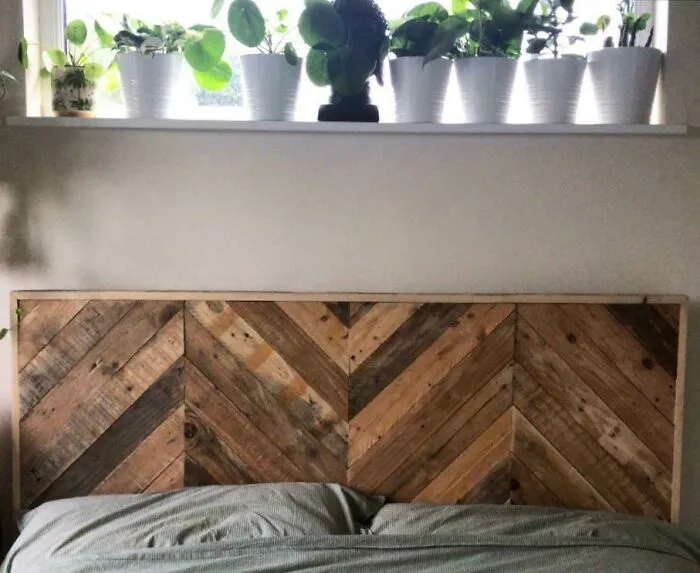 Drove Around Picking Up Pallets People No Longer Wanted And Made Myself A Headboard Out Of Them