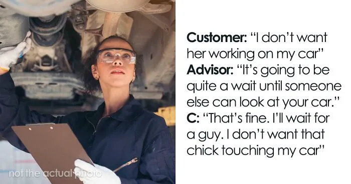 Customer Drives Into An Auto Repair Shop And Says He Doesn’t Want A “Chick” Touching His Car, Makes A Fool Of Himself