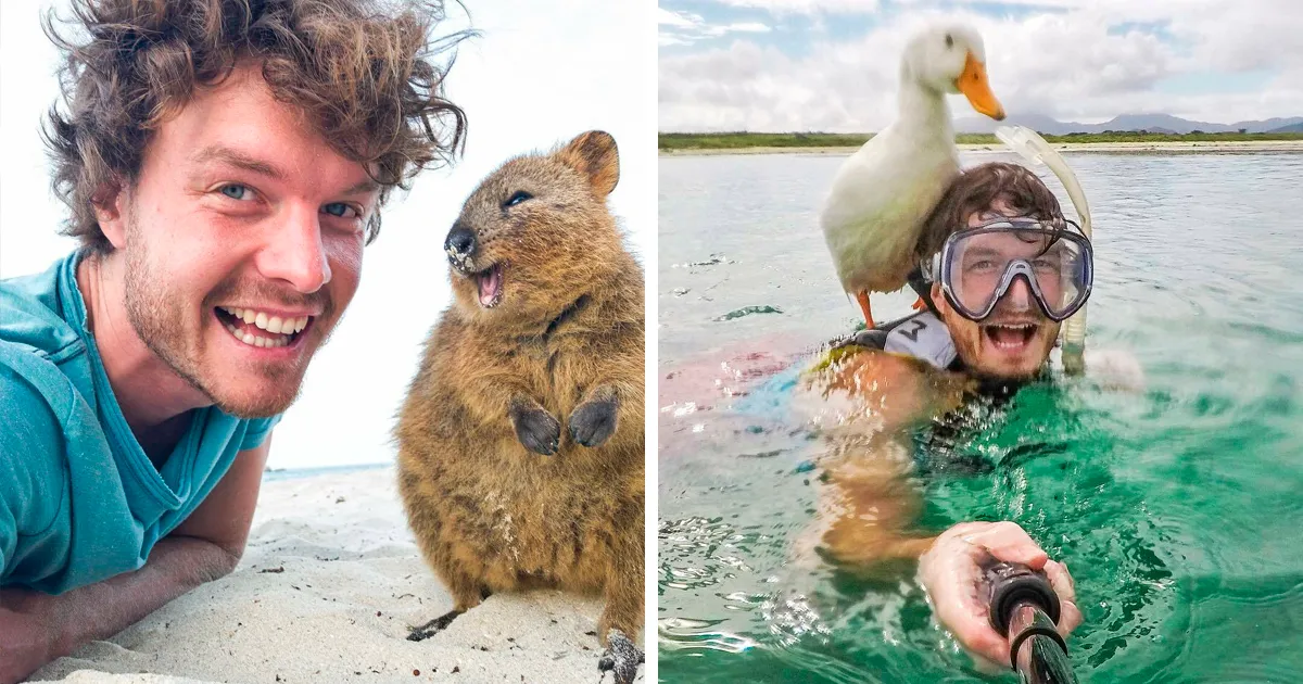 Este hombre se hace amigo de cualquier animal que encuentra, y aquí tienes 30 de sus mejores selfies con ellos