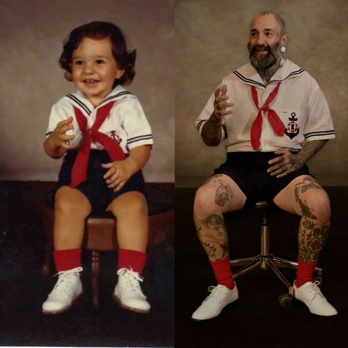 Mi madre me hizo el traje de los 2 años y el de los 39