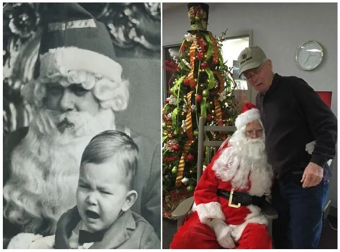 Mi padre quiso recrear la foto de Papá Noel de su infancia