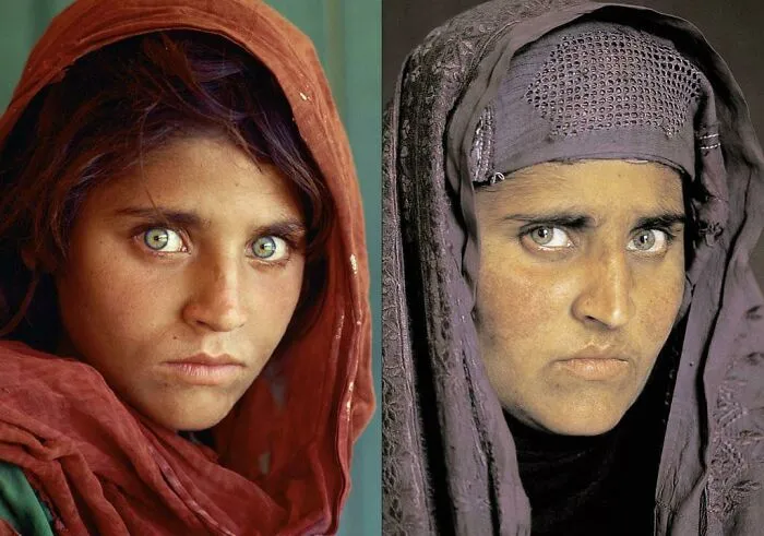 Esta famosa foto de una niña afgana de 12 años y luego 18 años después (Foto de Steve Mccurry)