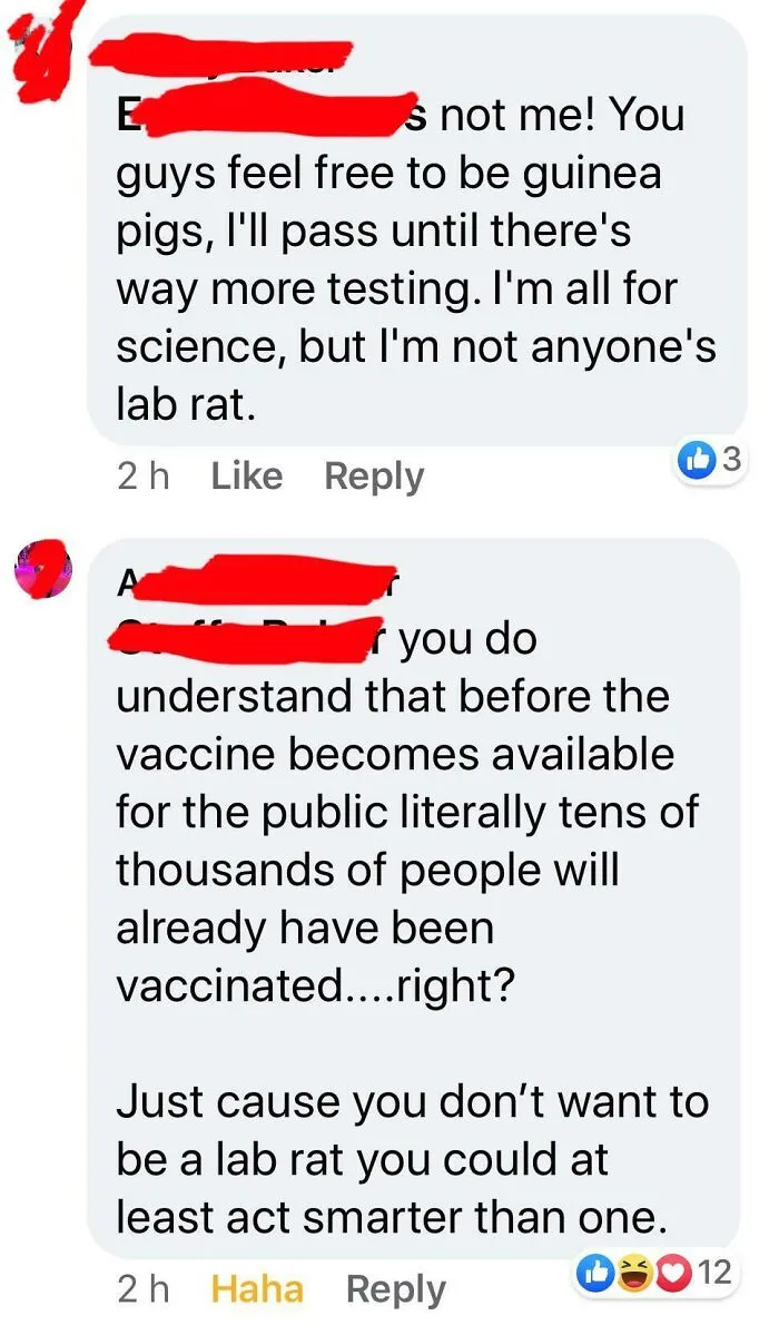 On A Post Asking If Anti Vaxxers Would Want To Get The Covid-19 Vaccine If It Gets Released Officially