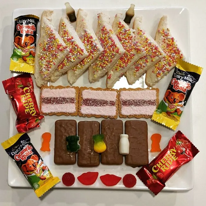 I'm An American Intern In Sydney. The Office Made Me This Spread Of Classic Australian Goodies. Not Pictured: Cheezels, Milo, And BBQ Shapes