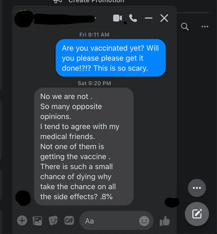 Parent's Response To My Encouragement For Getting Covid19 Vaccine