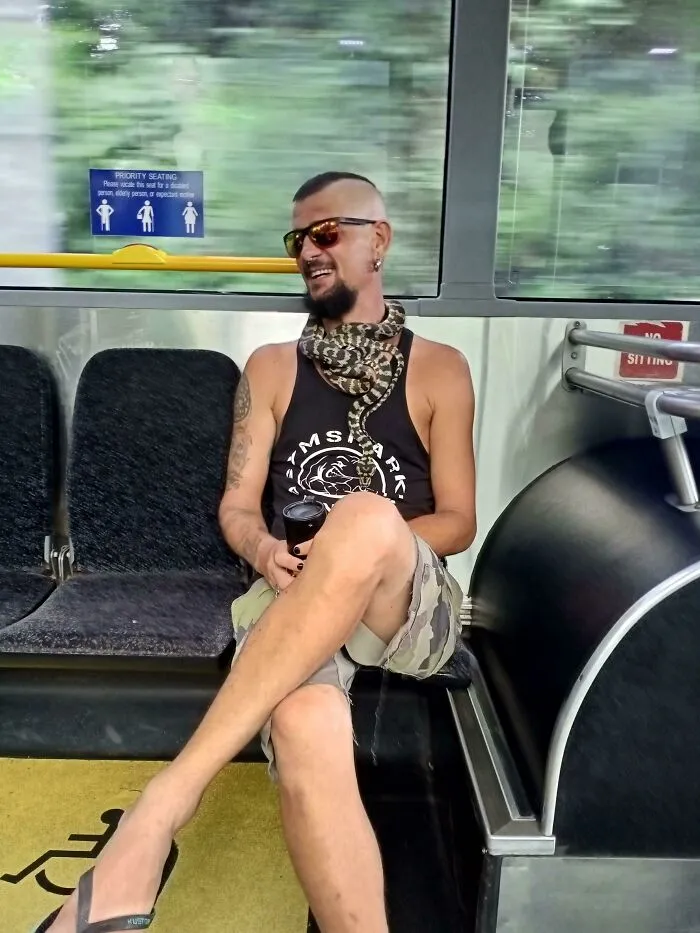 The Man Brought A Bloody Cool Snake On The Bus! Some Dude Said That Particular Snake Tastes Like Chicken!