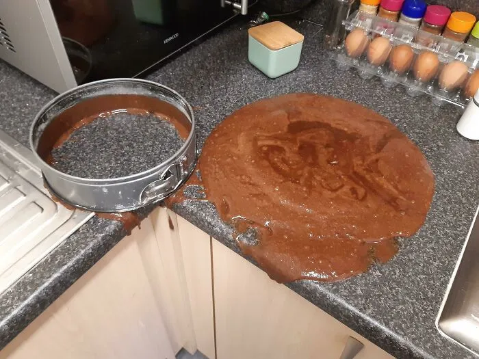 Esta es la torta que estuve preparando durante una hora. Al menos puedo asegurar que no salió muy seca.