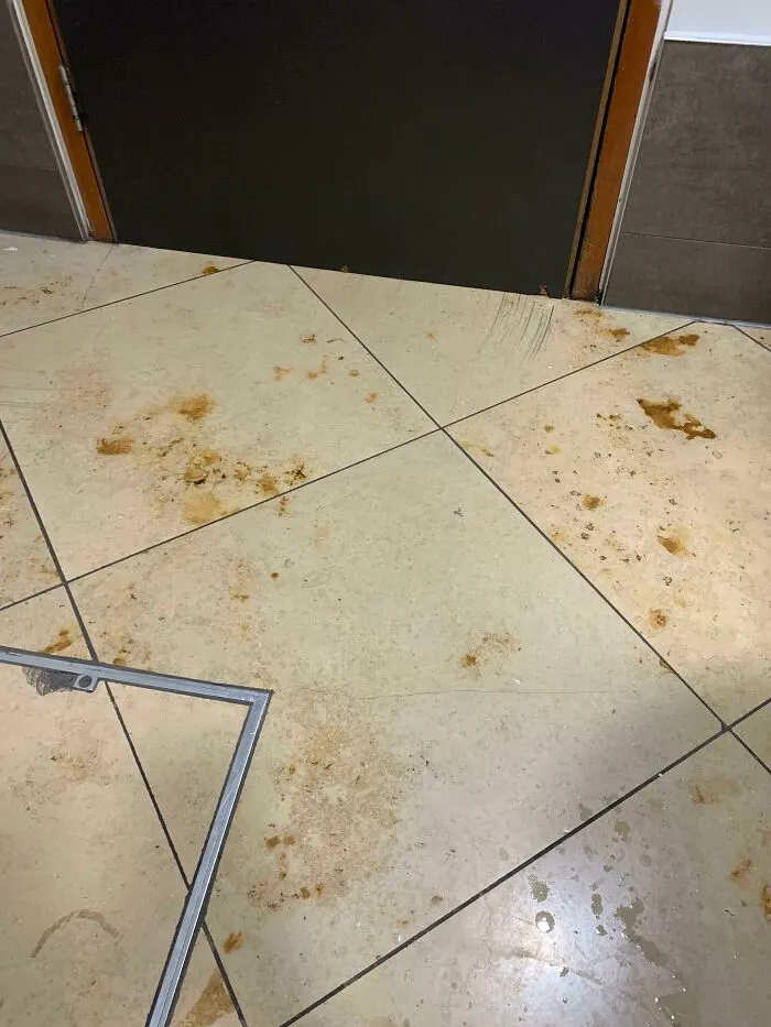 The Marbling In These Floor Tiles Makes It Look Like Someone Pooped All Over The Floor