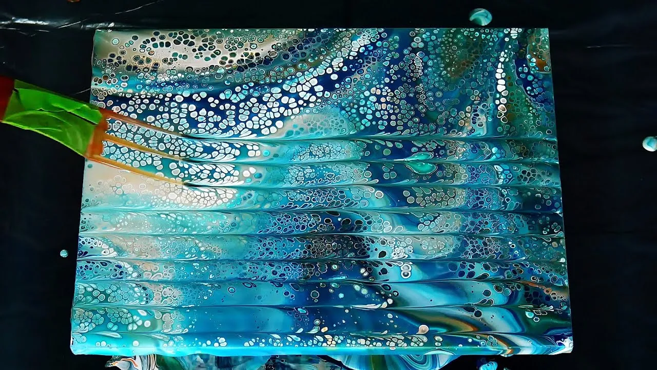 Acrylic Pour Comb Swipe ~ Flip And Drag ~ Fluid Painting With Cells ~ Satisfying Art Video