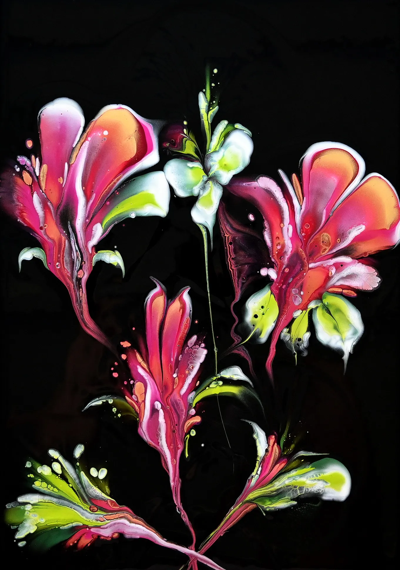 Acrylic Pouring For Beginners ~ Balloon / Glove Kiss ~ Fluid Art Painting ~ Simple Flower