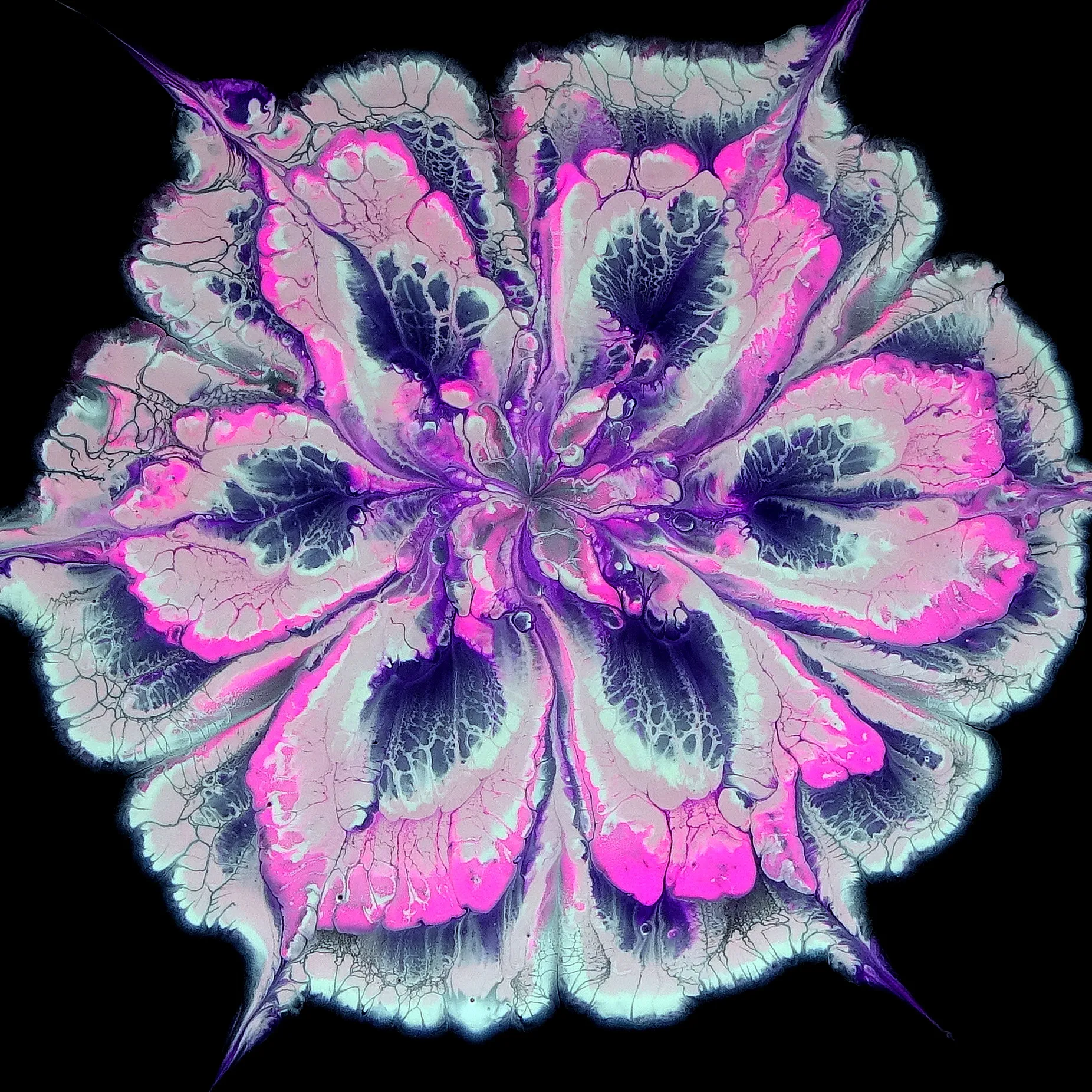 Reverse Flower Dip With Clear Glue ~ Acrylic Pour Painting ~ Cup Bottom Pour ~ Fluid Acrylics
