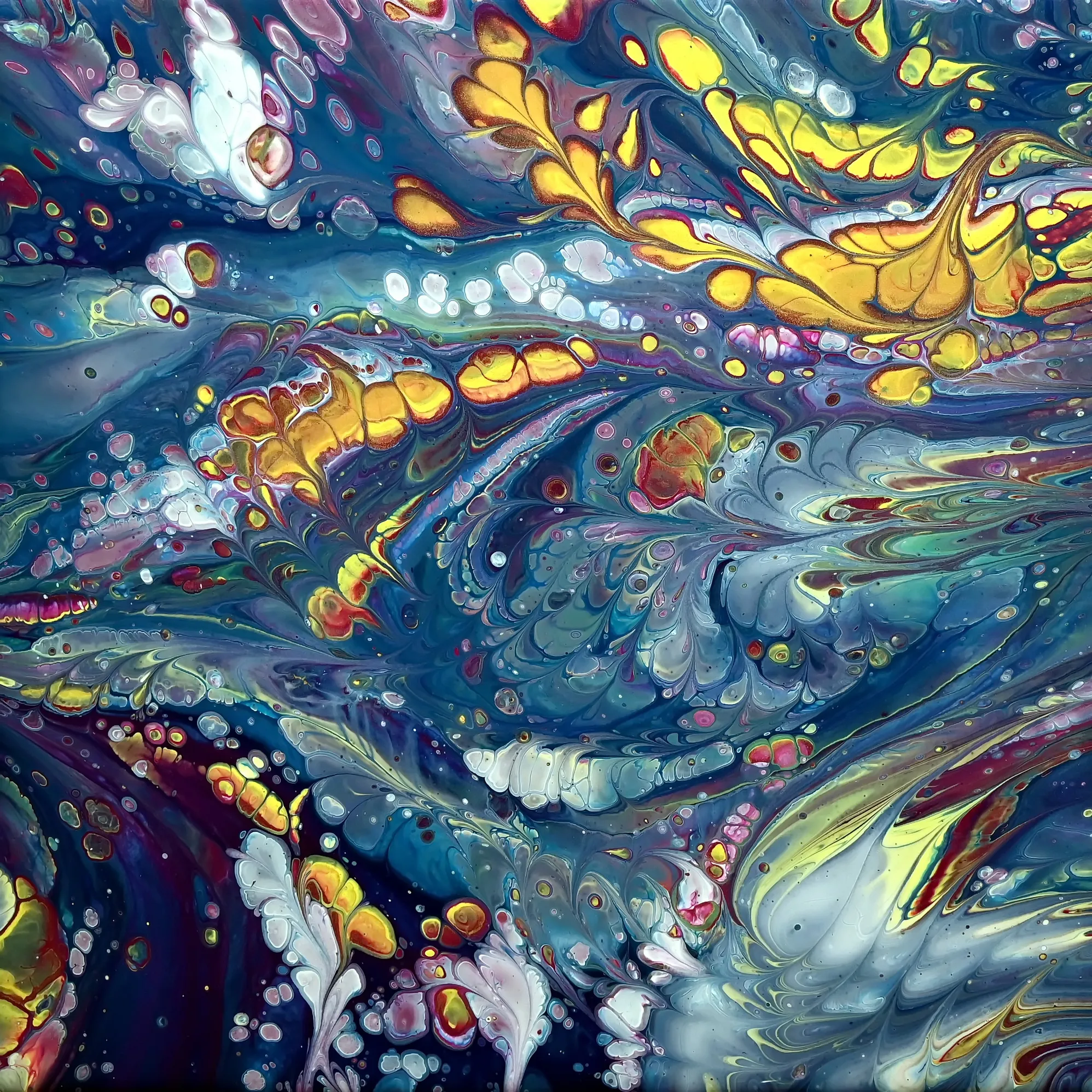 Paint Grenade And Comb Wrecks ~ Acrylic Pour Painting ~ Cells Without Silicone Oil ~ Fluid Art