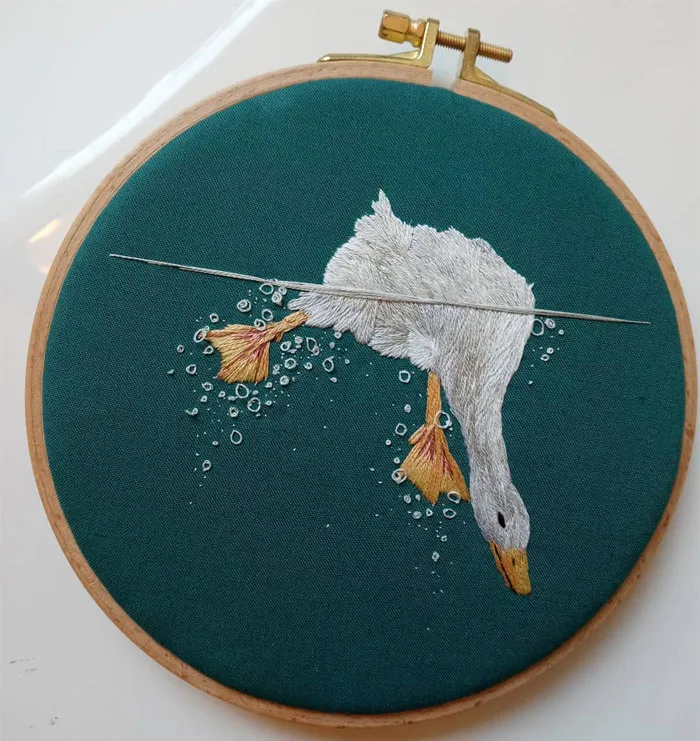 30 Cute Embroidered Pictures Of Water Animals Enjoying Being In Water By Artist Megan Zaniewski