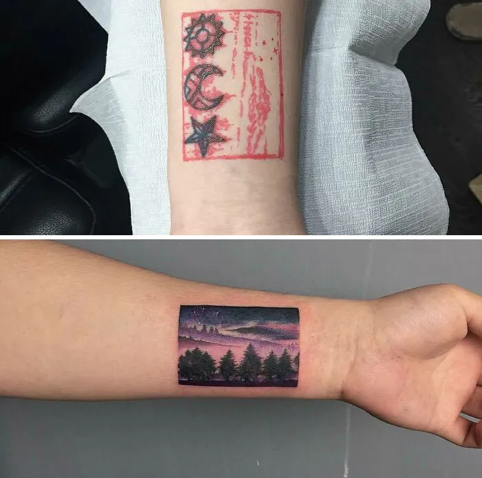 Un hermoso tatuaje tapado por la artista Muha