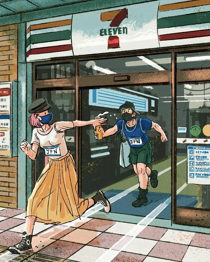 Tokyo-Based Illustrator Shows The Everyday Olympics Of Ordinary People (15 Pics)