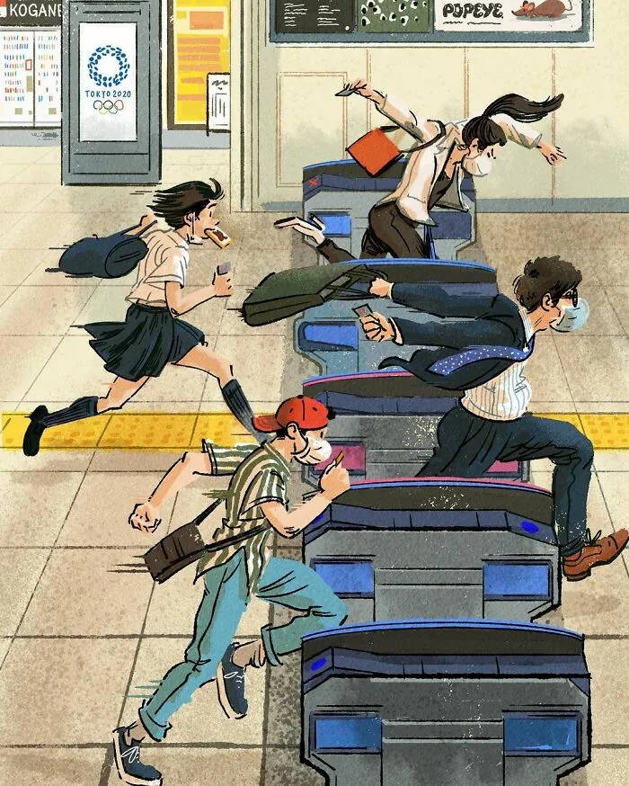 Tokyo-Based Illustrator Shows The Everyday Olympics Of Ordinary People (15 Pics)