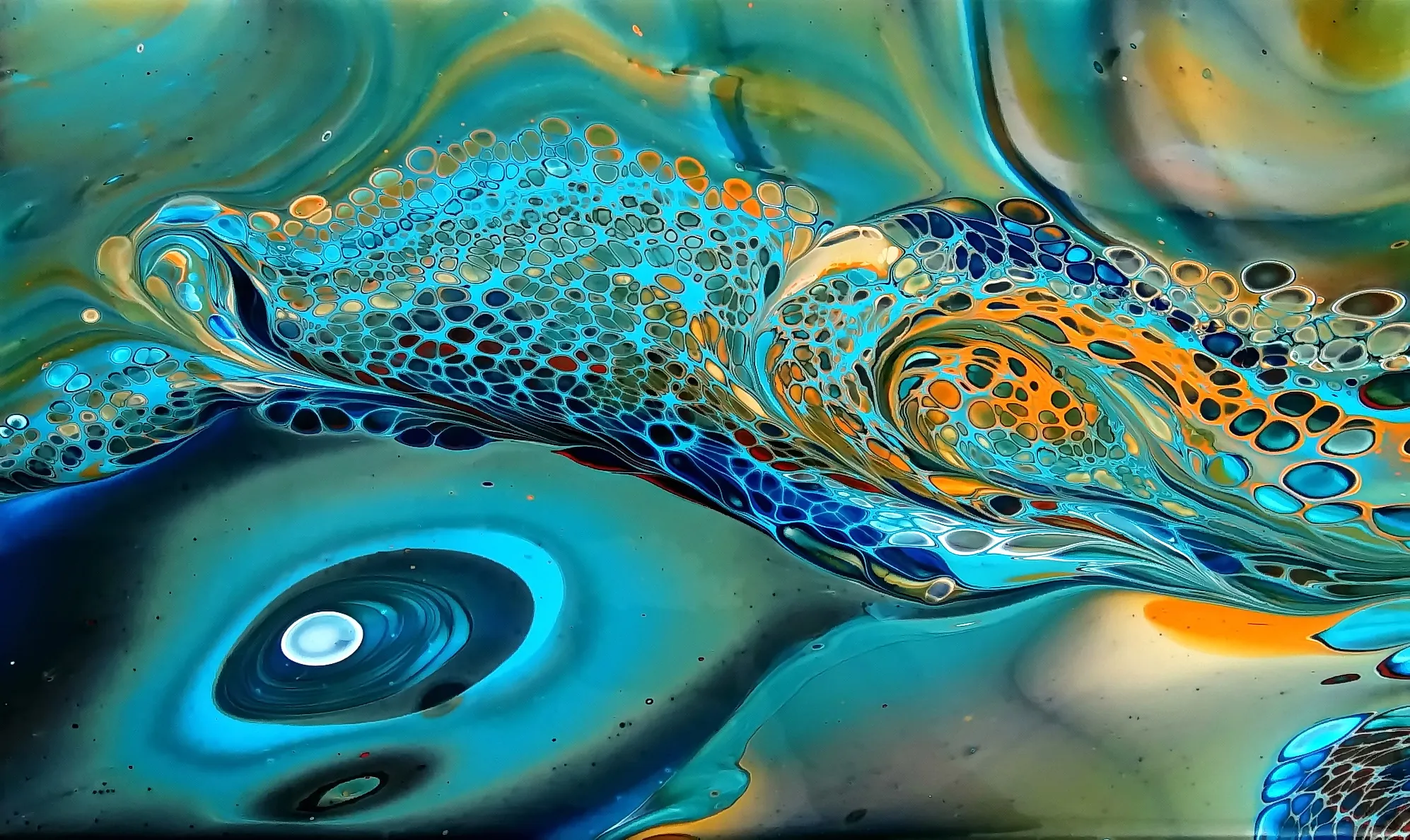 The Eye Of Horus ~ Flip And Drag Acrylic Pour ~ Acrylic Fluid Painting ~ Flow Art