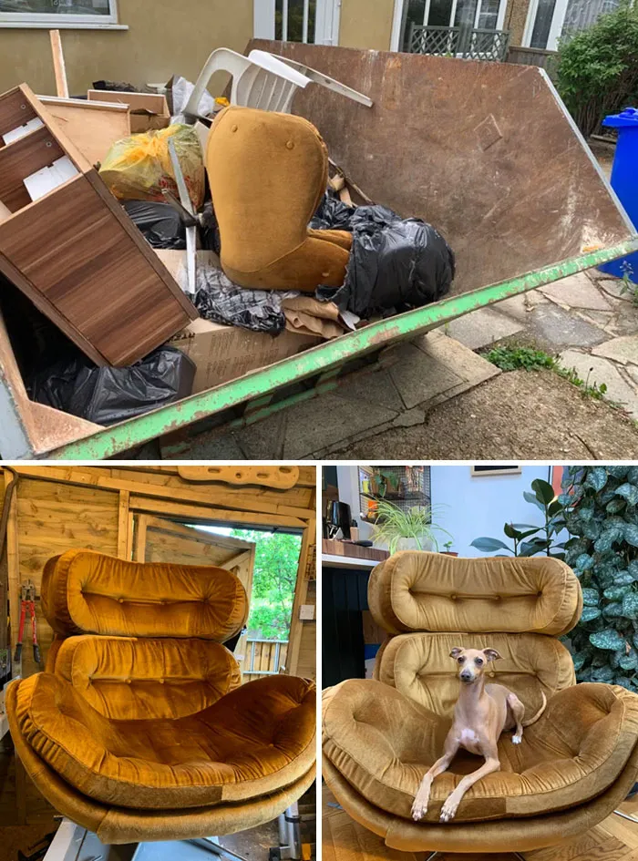¡Esta hermosa silla que he salvado dando un salto hoy!