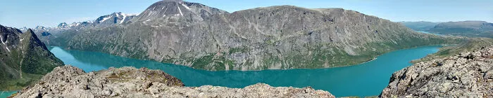 Besseggen In Norway, There Is A 2 Mile Hike From End To End On The Top Of The Closest Mountain.