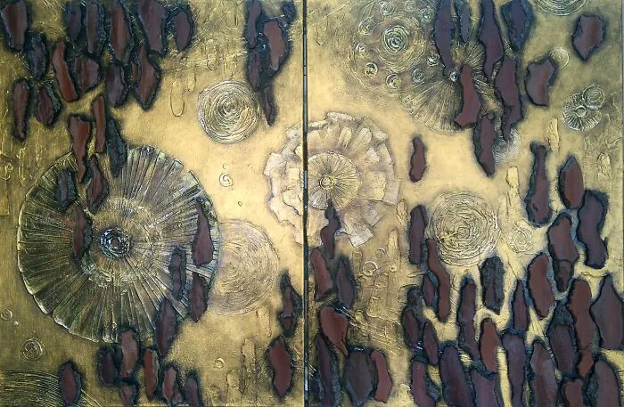 "Metamorphosis In A Pine Forest" . Mixed Media 70-100