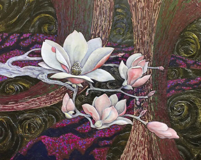 "Magnolia Insomnia". Mixed Media 90-100
