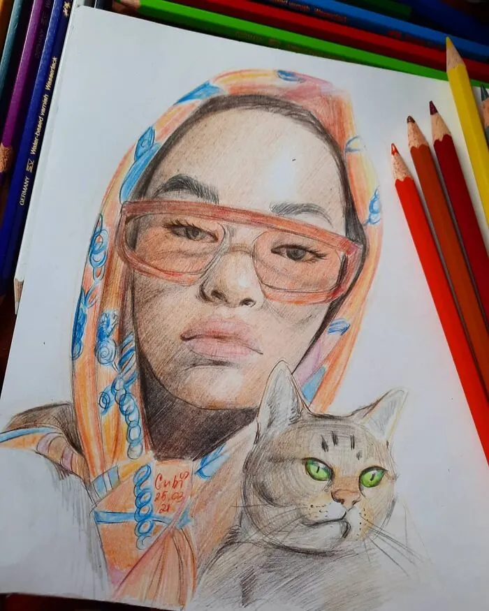 I Draw Portraits Of People Using Pencils And Watercolors, Here Are My Best 70 Works