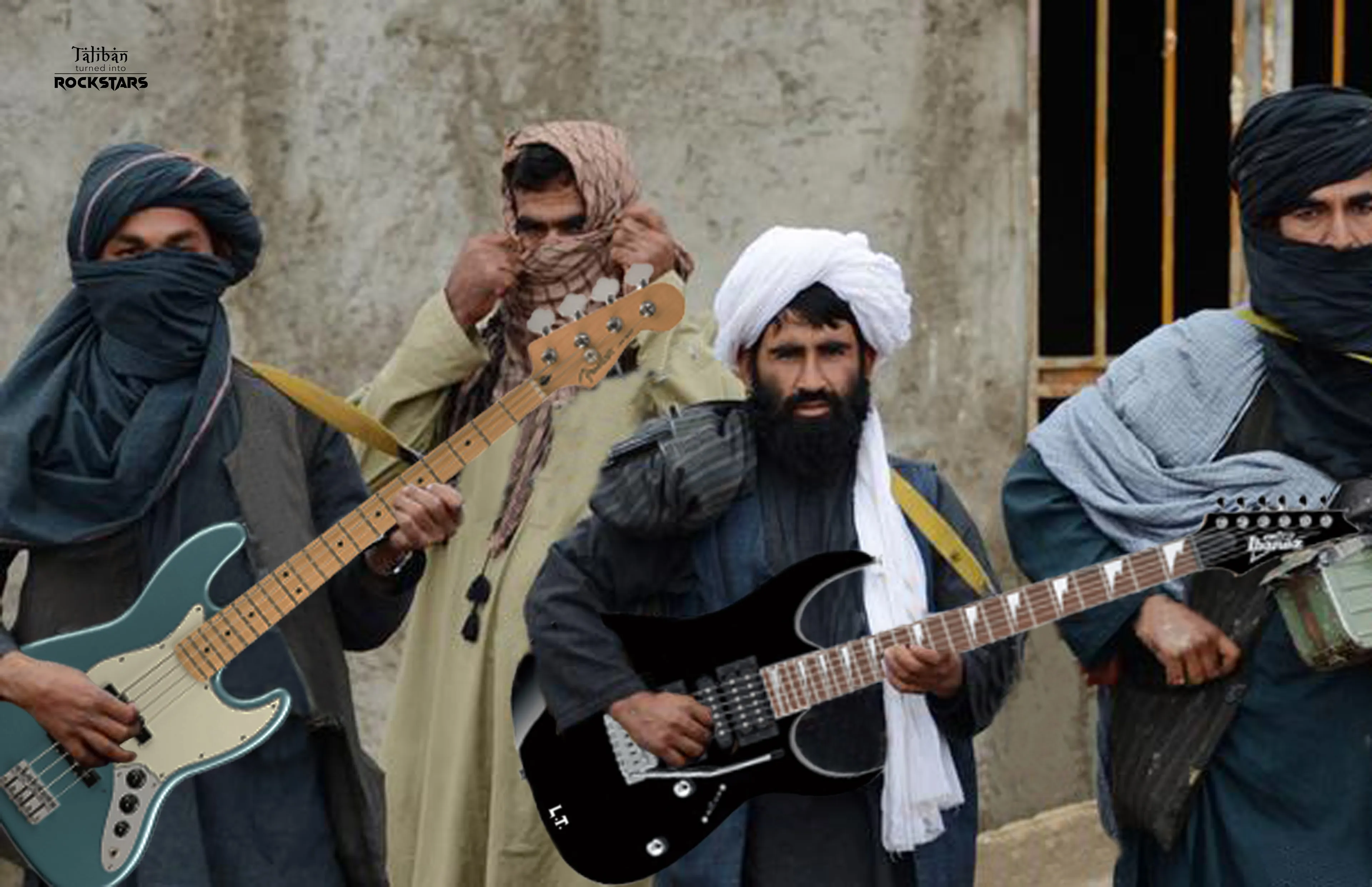I Turned Taliban Into Glamorous Rockstars By Replacing Their Guns With Guitars And Basses.