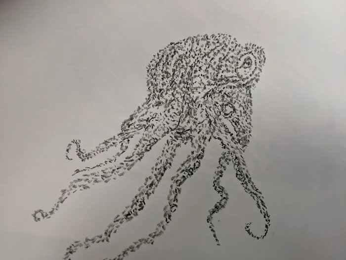 I Always Start Out With Just Random Dots And Then Sometimes It Goes Somewhere Interesting (Black Grease Pencil)