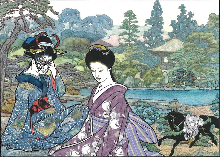 Kimi & Emiko, Lovers In A Legends Of Five Rings Roleplaying Game Group