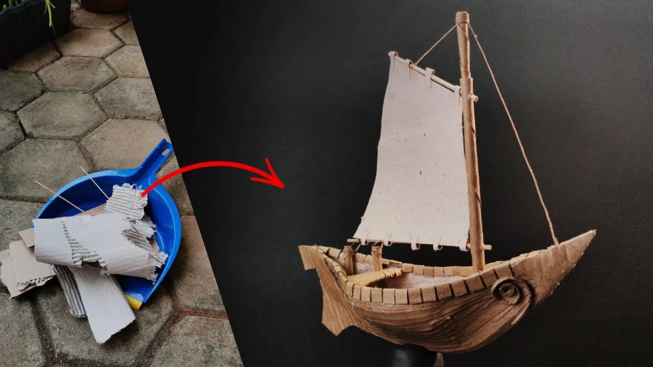 I Turn These Cardboard Scraps Into Detailed Traditional Boat Miniature
