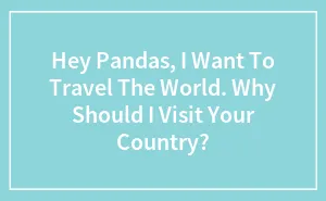 Hey Pandas, I Want To Travel The World. Why Should I Visit Your Country? (Closed)