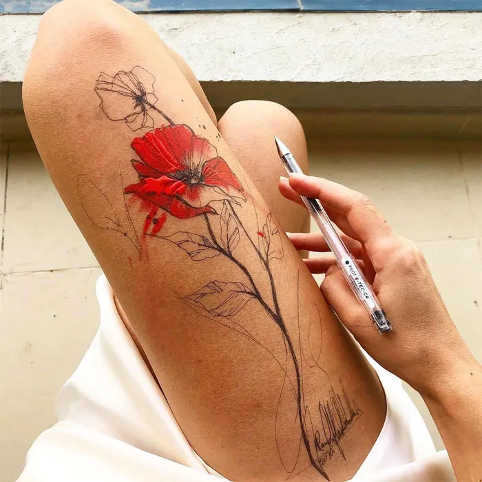 Artist Uses Her Own Thighs As A Canvas And Creates Stunning Ink Drawings (30 Pics)