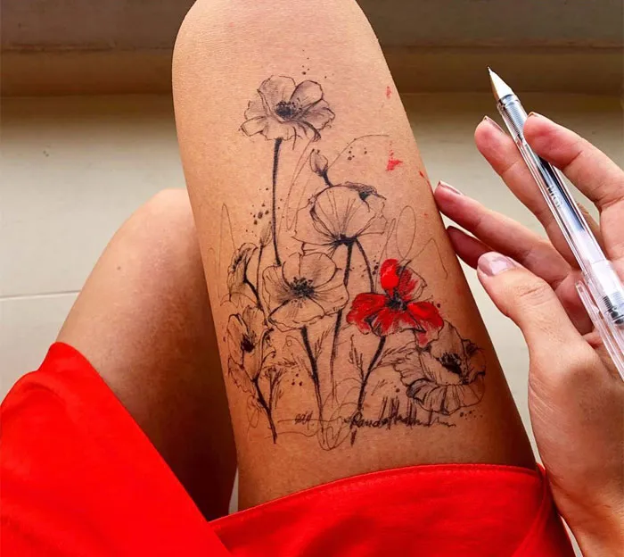 Artist Uses Her Own Thighs As A Canvas And Creates Stunning Ink Drawings (30 Pics)