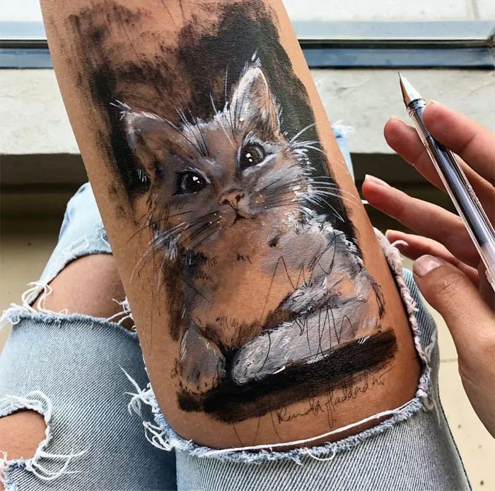 Artist Uses Her Own Thighs As A Canvas And Creates Stunning Ink Drawings (30 Pics)