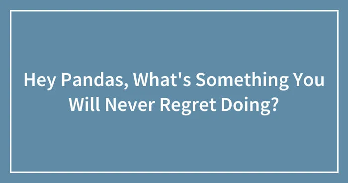 Hey Pandas, What's Something You Will Never Regret Doing? (Closed)