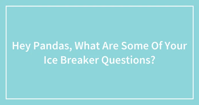 Hey Pandas, What Are Some Of Your Ice Breaker Questions? (Closed)