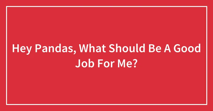 Hey Pandas, What Should Be A Good Job For Me?