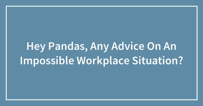 Hey Pandas, Any Advice On An Impossible Workplace Situation? (Closed)