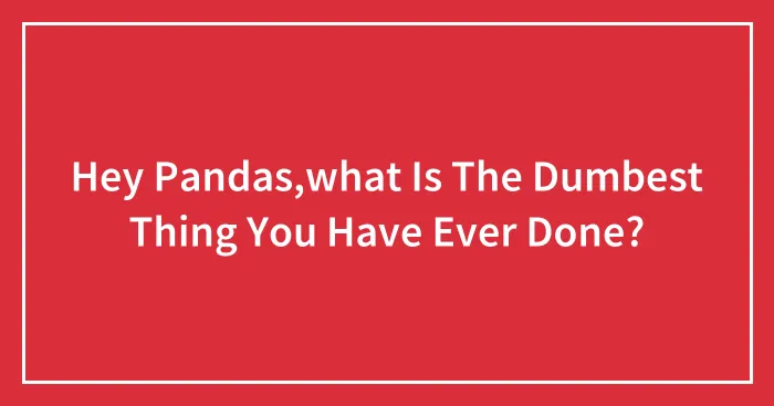 Hey Pandas,what Is The Dumbest Thing You Have Ever Done?
