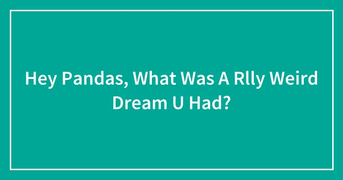 Hey Pandas, What Was A Rlly Weird Dream U Had?