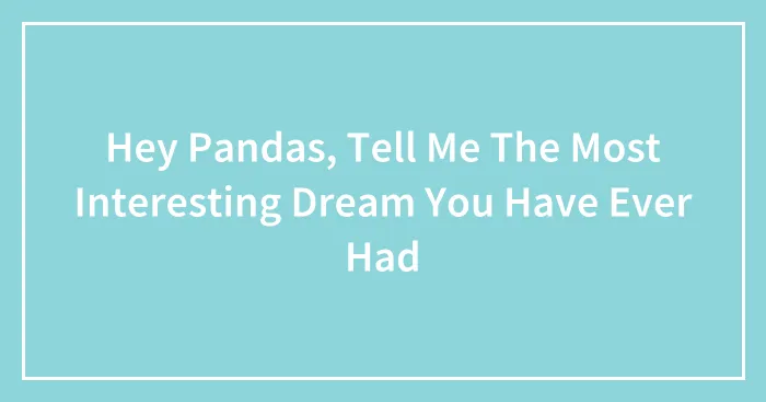 Hey Pandas, Tell Me The Most Interesting Dream You Have Ever Had
