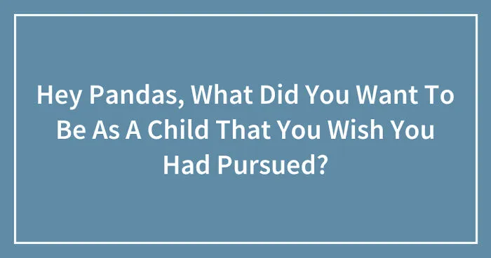 Hey Pandas, What Did You Want To Be As A Child That You Wish You Had Pursued?