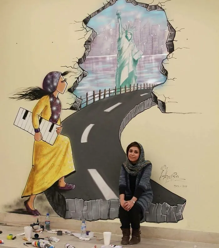40 Obras conmovedoras realizadas por la 1ª mujer afgana en convertirse en artista callejera