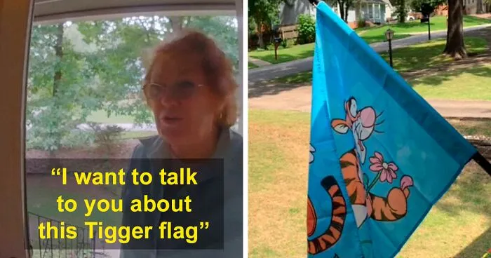 Joyless Karen Is Triggered By A Tigger Flag That Her Neighbor Has, Goes Viral On TikTok
