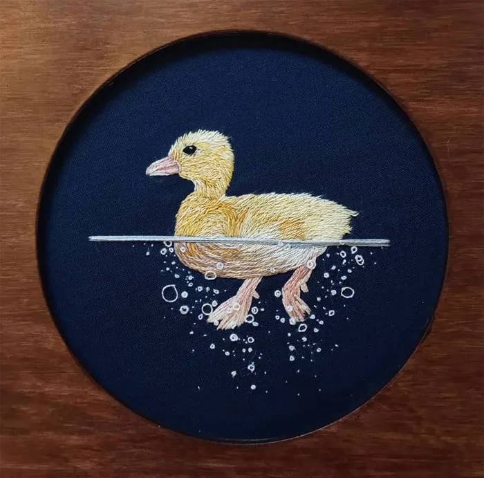 30 Cute Embroidered Pictures Of Water Animals Enjoying Being In Water By Artist Megan Zaniewski
